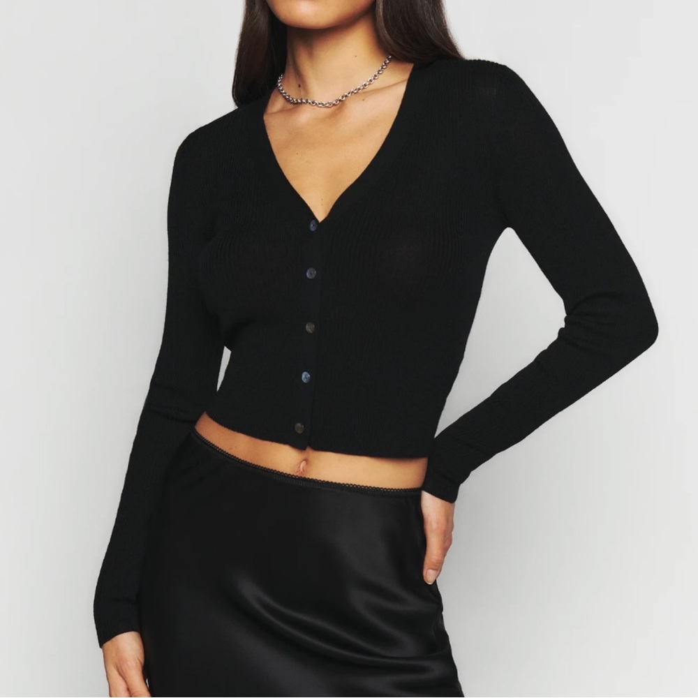 Reformation crop black shirt